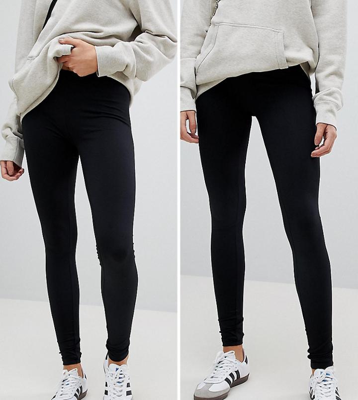 New Look Tall 2 Pack Leggings In Black