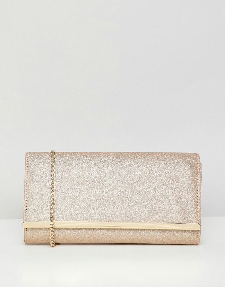 Lipsy Stardust Glitter Bar Clutch Bag - Gold