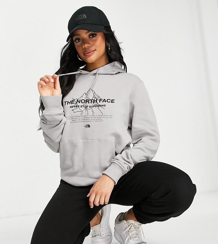The North Face Front Peak Hoodie In Dark Gray Exclusive To Asos