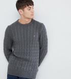 Farah Ludwig Cable Crew Neck Sweater In Dark Gray Exclusive At Asos
