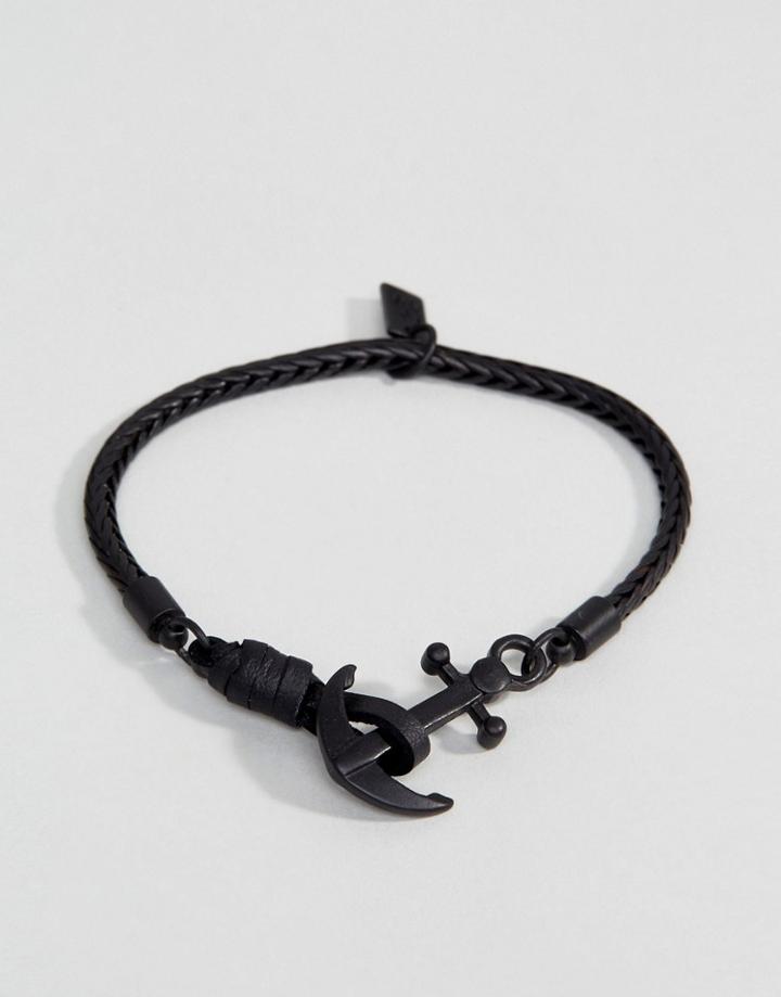 Icon Brand Chain Anchor Bracelet In Black - Black
