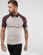 Asos Muscle Fit Polo With Contrast Raglan - Multi