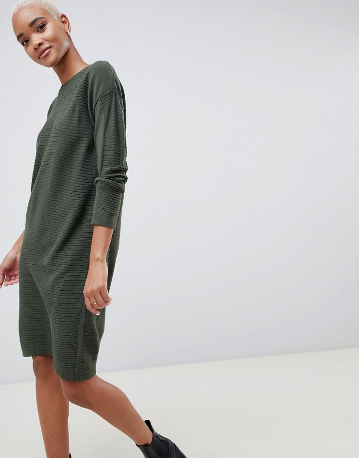 Asos Sweater Dress In Ripple Stitch-green