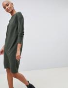 Asos Sweater Dress In Ripple Stitch-green