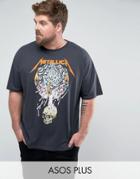 Asos Plus Metallica Oversized Band T-shirt - Gray