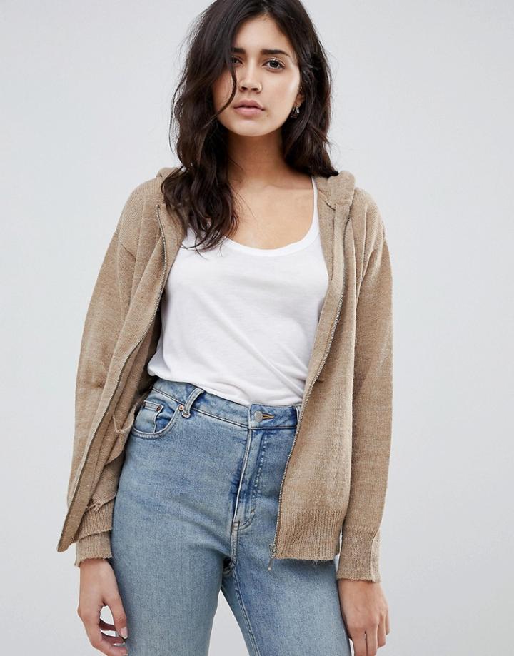 Brave Soul Athlete Knitted Hoody - Brown