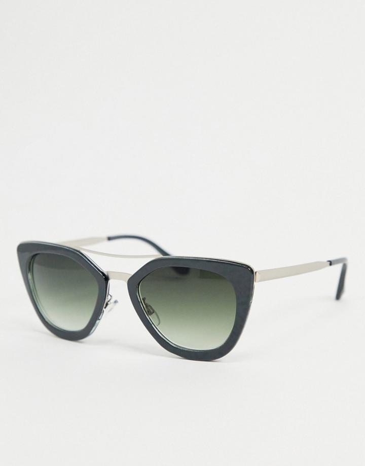 Aj Morgan Cat Eye Sunglasses In Gray-grey
