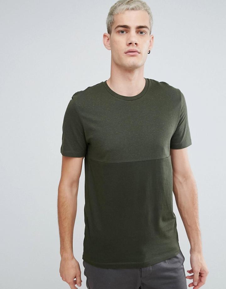 Selected Homme T-shirt In Marl Stretch Cotton - Green
