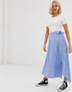 New Look Hanky Hem Skirt In Blue Pattern - Blue
