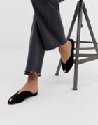 Asos Design Lido Peep Toe Ballet Flats In Black - Black