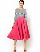 Asos Full Midi Skirt In Scuba - Pink