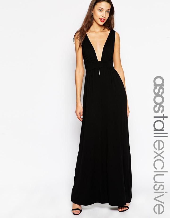 Asos Tall Plunge Front Maxi Dress - Red