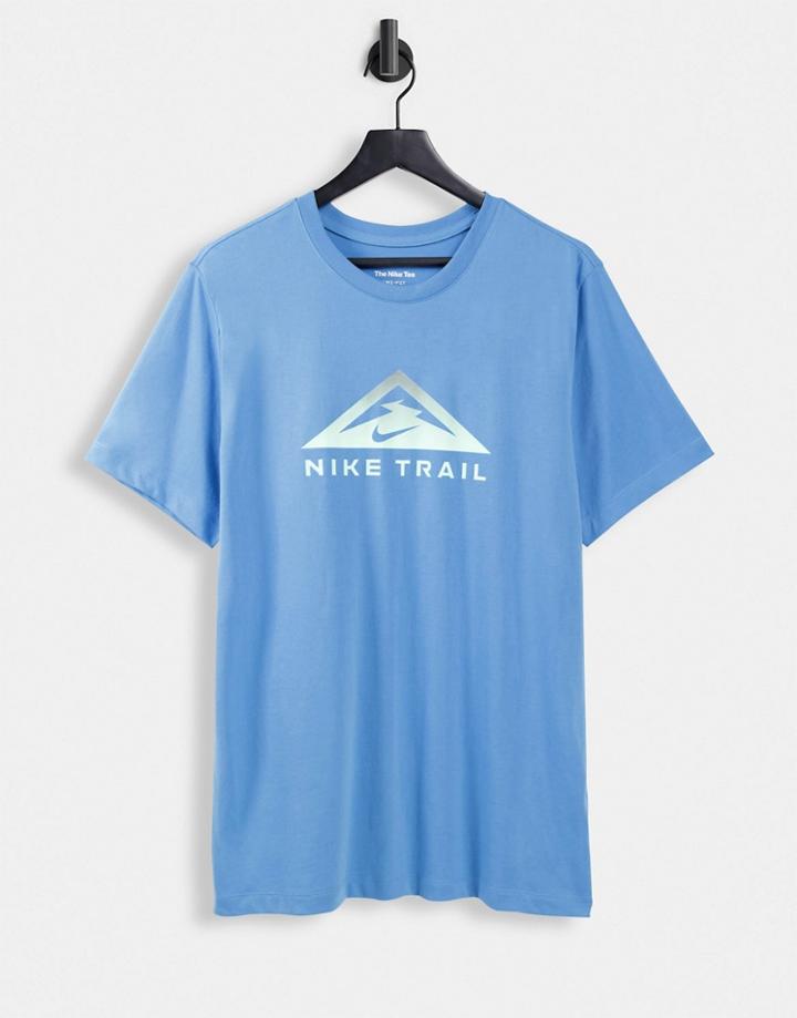 Nike Dri-fit Trail Running Logo T-shirt In Red-blue