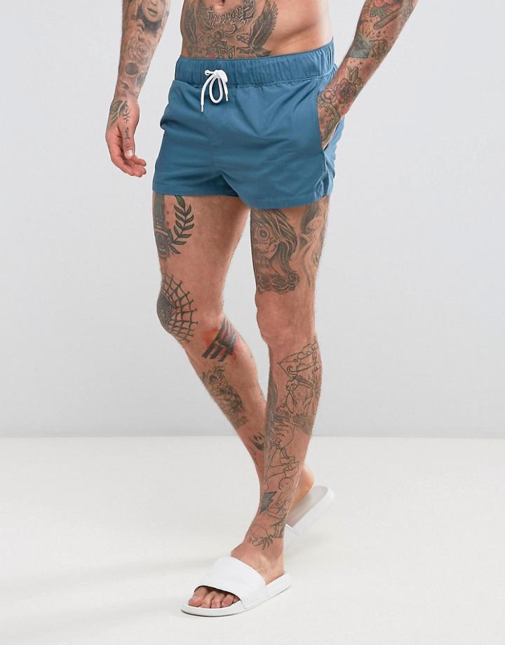 Asos Swim Short In Blue Super Short Length - Blue