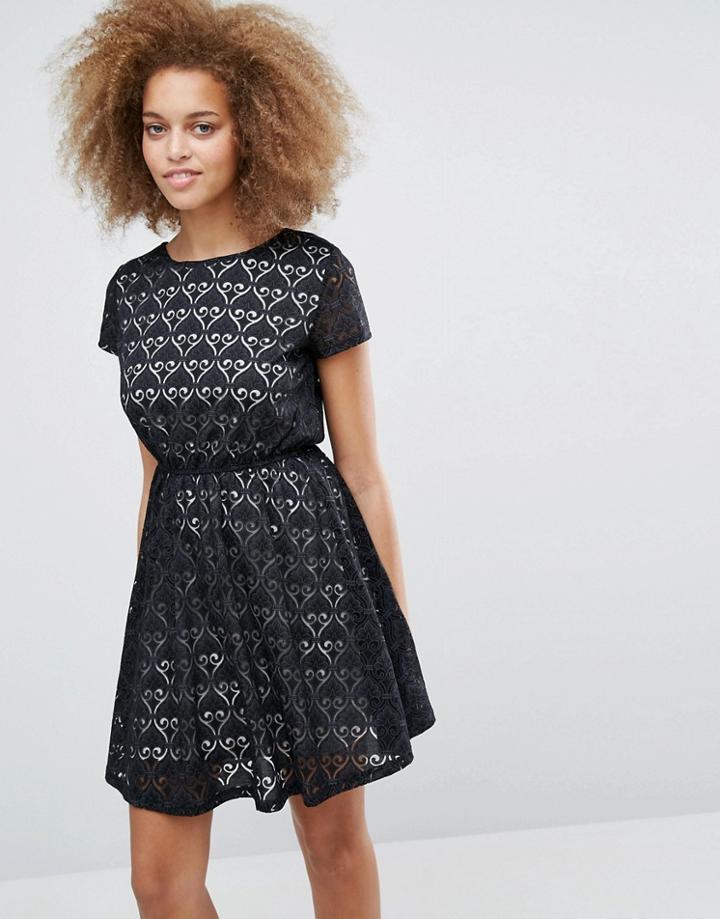 Pussycat London Lace Skater Dress - Black