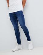 Boohooman Super Skinny Jeans In Mid Blue Wash - Blue