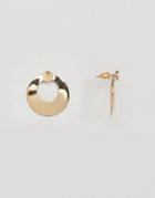 Asos Double Disc Stud Front & Back Earrings - Gold