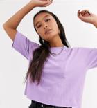 Collusion Boxy Short Sleeve T Shirt In Lilac-purple