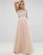 Needle And Thread Embellished Gown With Frill Detail - Pink