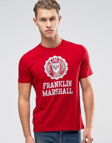 Franklin And Marshall Large Logo T-shirt - Red