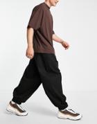 Asos Design Extreme Oversized Chinos With Elasticated Waist In Black