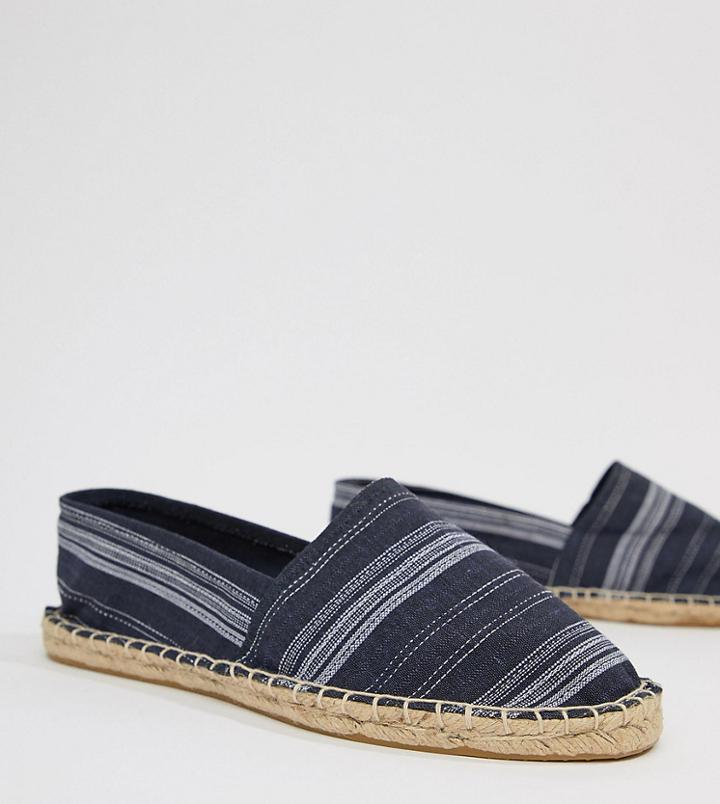 Asos Design Wide Fit Espadrilles In Denim With Stripe - Black