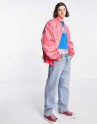 Asos Design Extreme Oversized Faux Leather Bomber Jacket In Pink