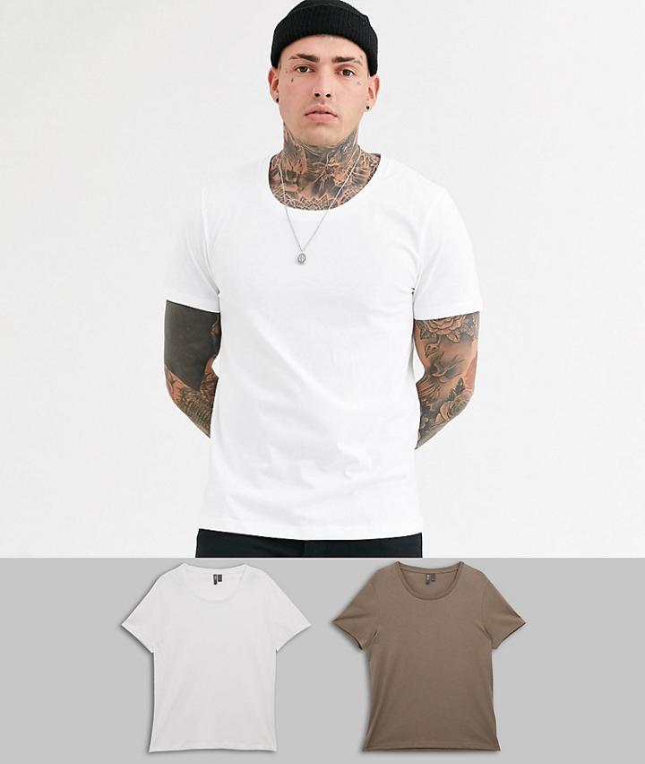 Asos Design 2 Pack T-shirt With Scoop Neck Save-multi