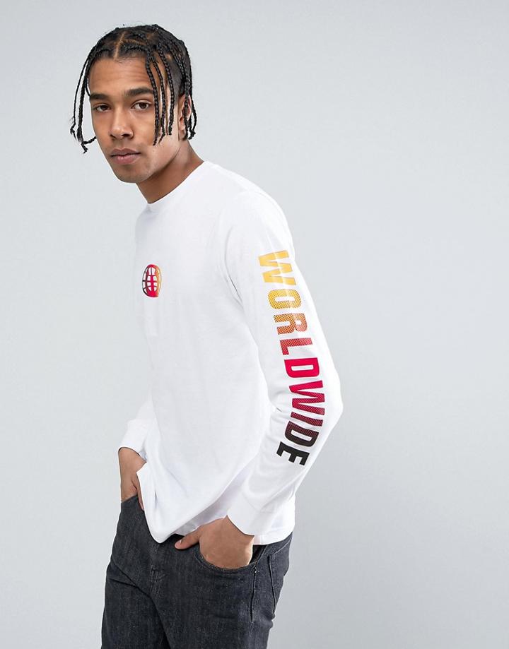 Wasted Paris Long Sleeve T-shirt With Worldwide Sleeve Print In White - White