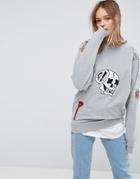Asos X Lot Stock & Barrel Unisex Sweat With Embroidery In Gray Marl - Gray