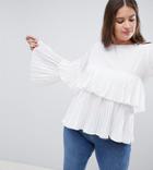 Ax Paris Plus Tiered Oversize Swing Top - White