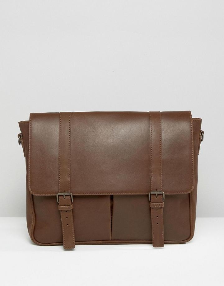 Asos Leather Satchel With 2 Straps - Brown