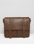 Asos Leather Satchel With 2 Straps - Brown