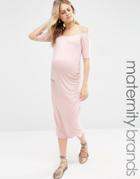 Bluebelle Maternity Bardot Bodycon Dress - Pink