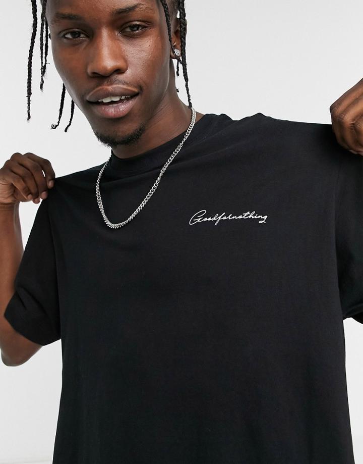 Good For Nothing T-shirt With Manchester Script Back Print In Black