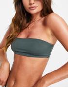 Weekday Bay Recycled Bikini Top In Khaki Green