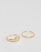 Asos Pinky Ring Pack With Gold Cross Design - Gold