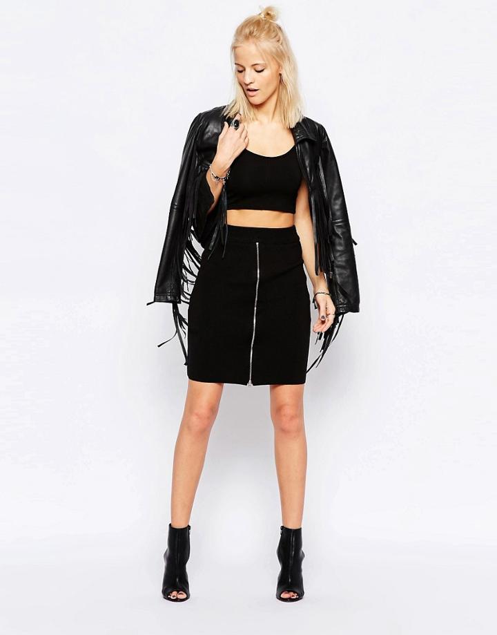 Noisy May Lizzy Knit Pencil Skirt - Black