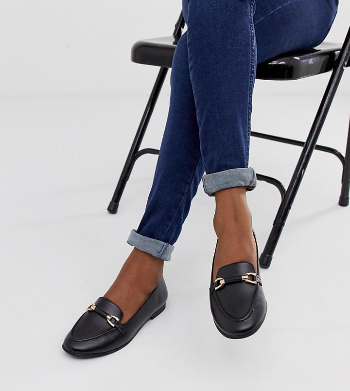 New Look Chain Detail Loafer In Black - Black