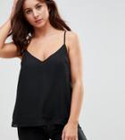 Asos Design Petite Fuller Bust Swing Cami With Double Layer - Black