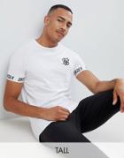 Siksilk T-shirt In White With Tape Sleeve - White