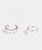 Asos Design Pack Of 2 Ear Everyday Cuffs In Silver Tone