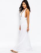 Asos Jersey Ruched Halter Maxi Beach Dress - White