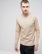 Casual Friday Sweatshirt With High Neck - Beige