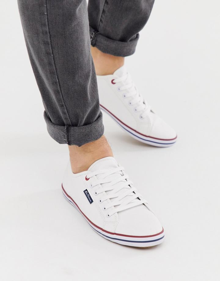 Ben Sherman Lace Up Plimsolls In White - White