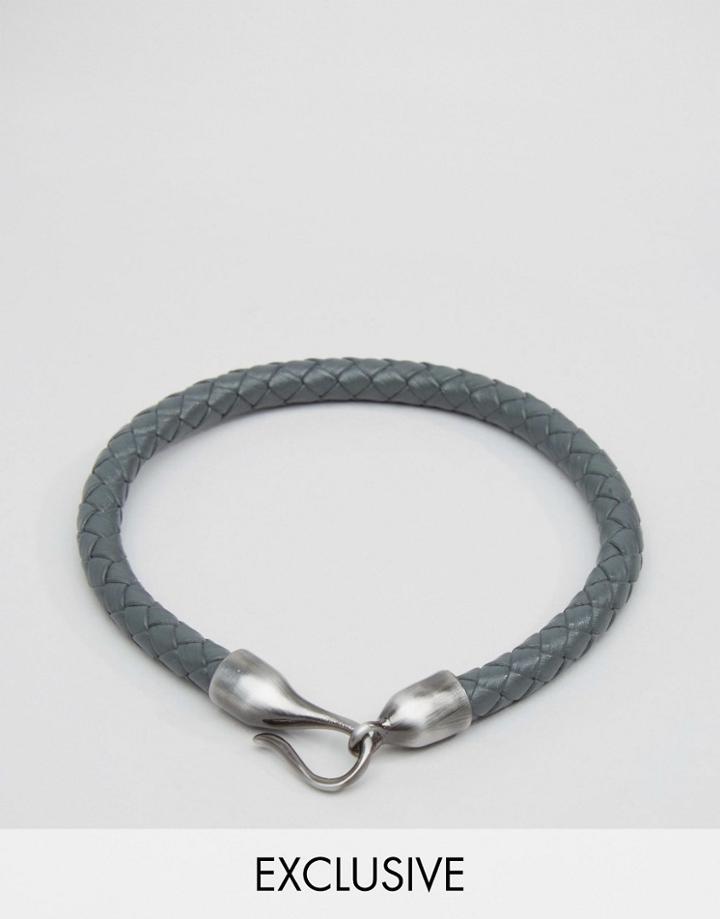 Simon Carter Leather Bracelet With Hook Fastening Exclusive To Asos - Gray