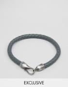 Simon Carter Leather Bracelet With Hook Fastening Exclusive To Asos - Gray
