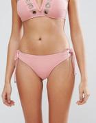 Lost Ink Eyelet Textured Bikini Bottom - Pink