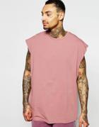 Asos Oversized Sleeveless T-shirt In Dusky Pink - Burlwood
