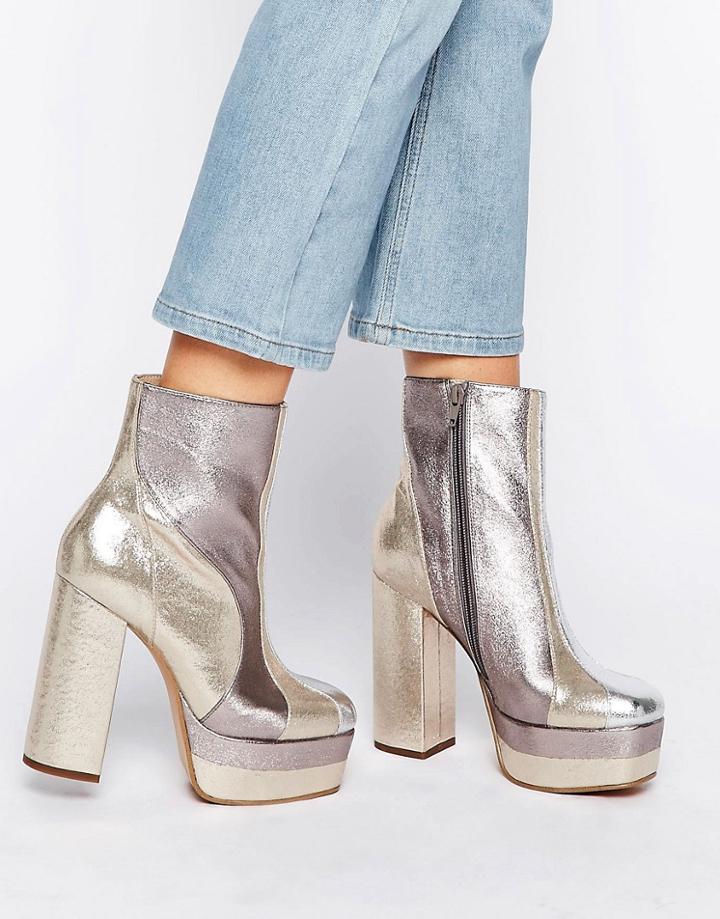 Asos Emi Metallic Platform Boots - Multi